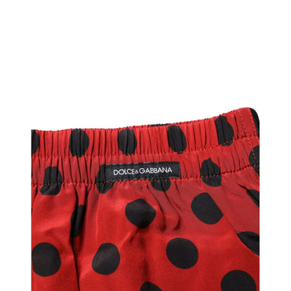 Dolce & Gabbana Red Silk Polka Dot Boxer Shorts Underwear Dolce & Gabbana