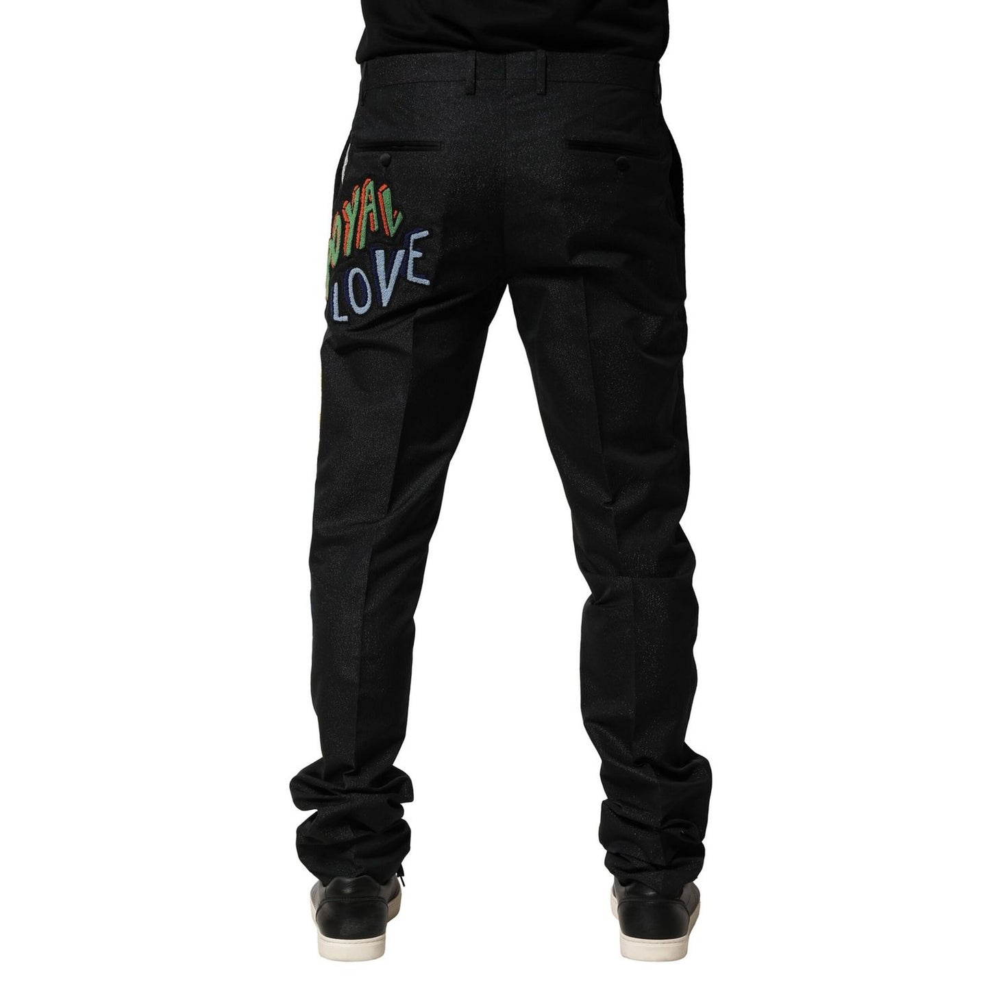 Dolce & Gabbana Black Graphic Embroidery Men Pants Dolce & Gabbana