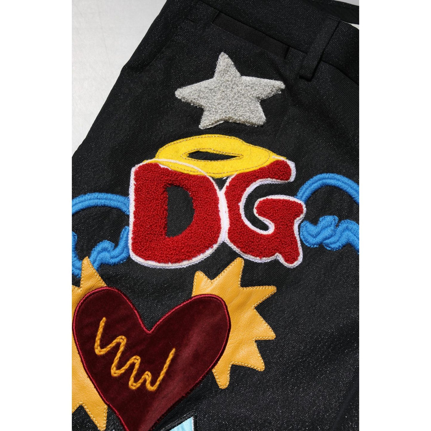 Dolce & Gabbana Black Graphic Embroidery Men Pants Dolce & Gabbana