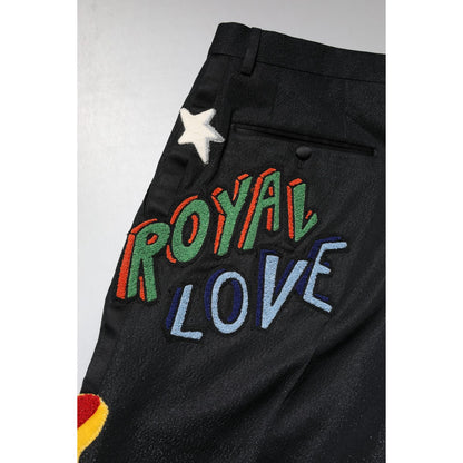 Dolce & Gabbana Black Graphic Embroidery Men Pants Dolce & Gabbana