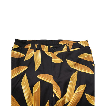 Dolce & Gabbana Black Pasta Print Tapered Men Pants Dolce & Gabbana