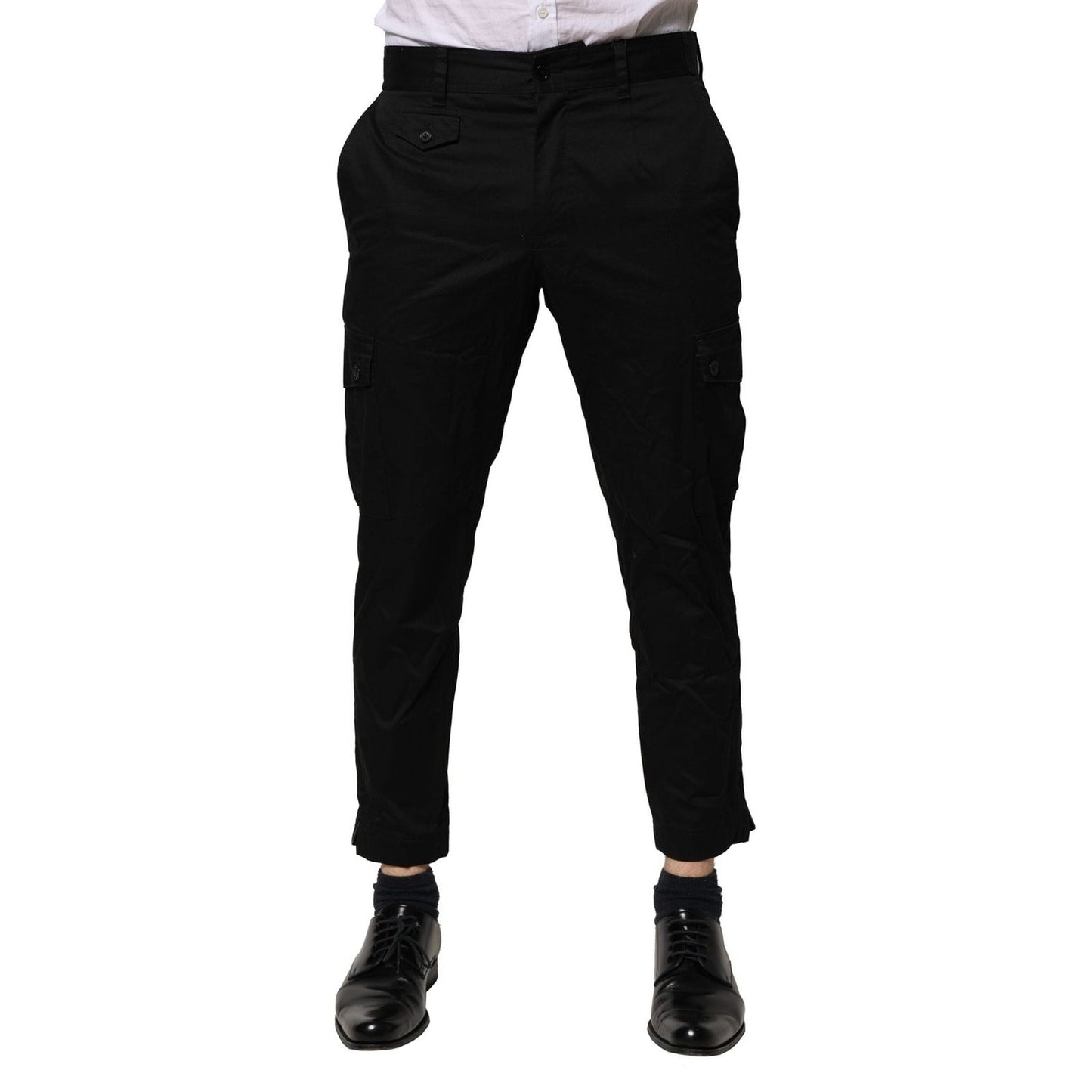 Dolce & Gabbana Black Cotton Dress Slim Formal Pants Dolce & Gabbana