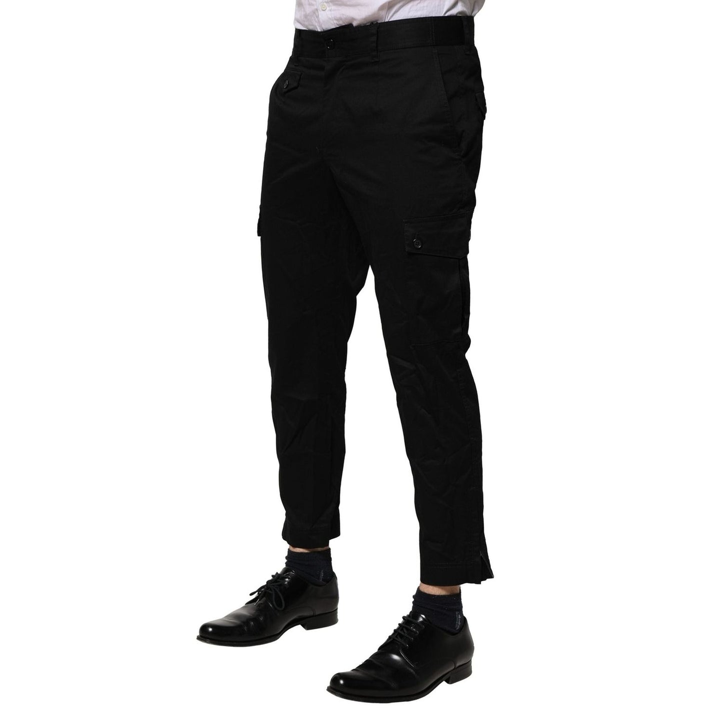 Dolce & Gabbana Black Cotton Dress Slim Formal Pants Dolce & Gabbana