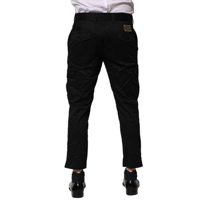 Dolce & Gabbana Black Cotton Dress Slim Formal Pants Dolce & Gabbana