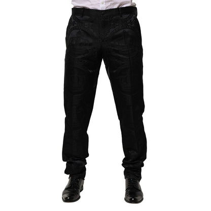 Dolce & Gabbana Black Cotton DG Crown Dress Pants Dolce & Gabbana