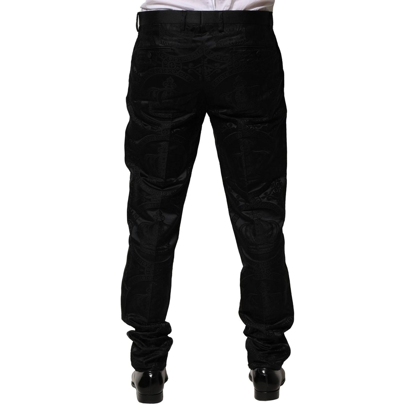 Dolce & Gabbana Black Cotton DG Crown Dress Pants Dolce & Gabbana
