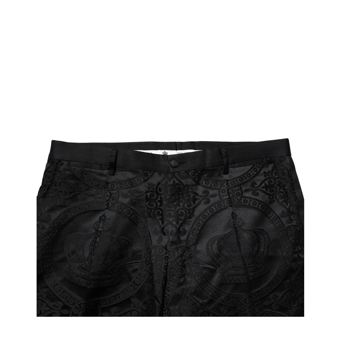 Dolce & Gabbana Black Cotton DG Crown Dress Pants Dolce & Gabbana