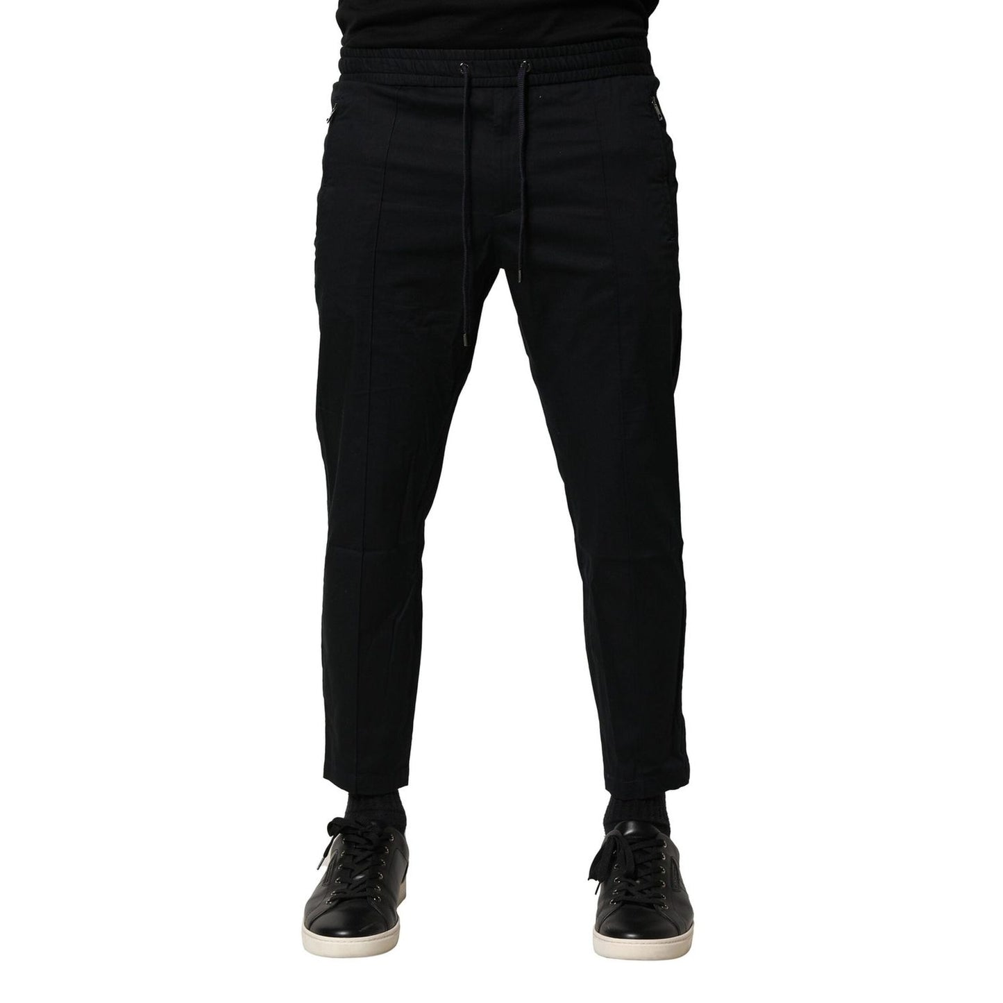 Dolce & Gabbana Black Cotton Mid Waist Jogger Pants Dolce & Gabbana