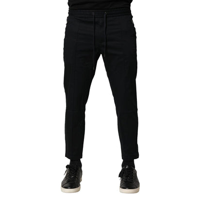 Dolce & Gabbana Black Cotton Mid Waist Jogger Pants Dolce & Gabbana