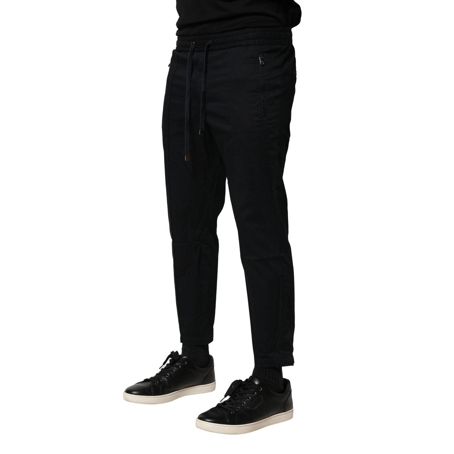 Dolce & Gabbana Black Cotton Mid Waist Jogger Pants Dolce & Gabbana