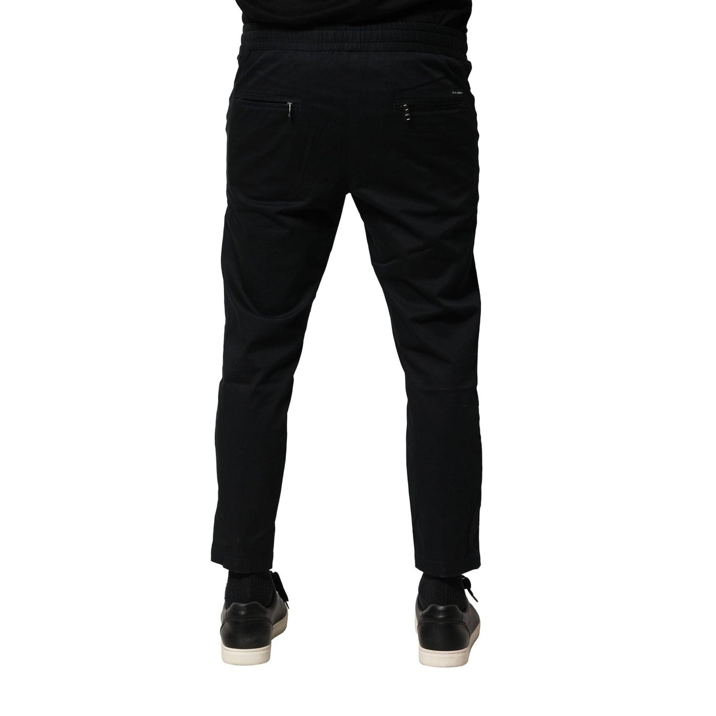 Dolce & Gabbana Black Cotton Mid Waist Jogger Pants Dolce & Gabbana