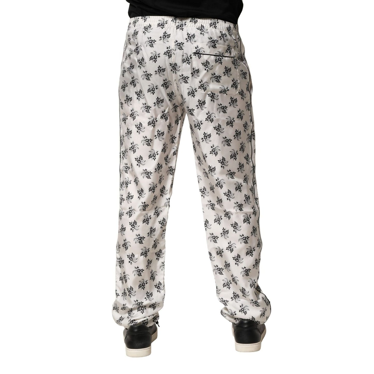 Dolce & Gabbana White Floral Silk Casual Lounge Pants Dolce & Gabbana