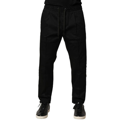 Dolce & Gabbana Black Cotton Mid Waist Jogger Pants Dolce & Gabbana