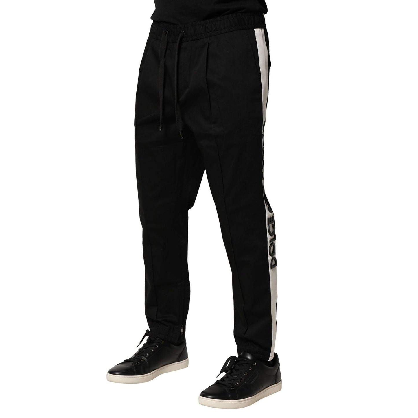 Dolce & Gabbana Black Cotton Mid Waist Jogger Pants Dolce & Gabbana