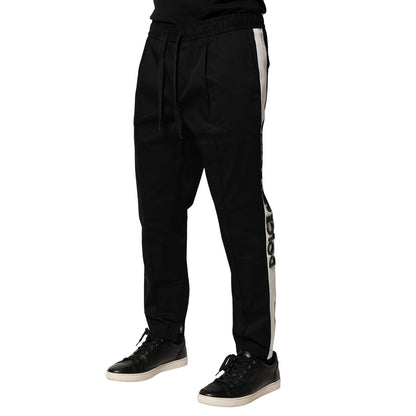 Dolce & Gabbana Black Cotton Mid Waist Jogger Pants Dolce & Gabbana
