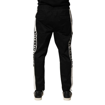 Dolce & Gabbana Black Cotton Mid Waist Jogger Pants Dolce & Gabbana