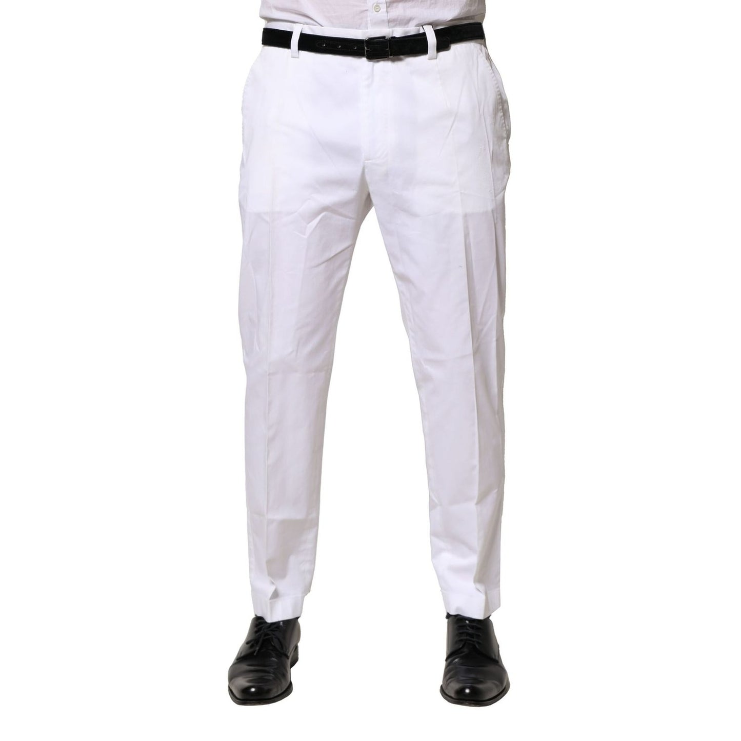 Dolce & Gabbana White Cotton Dress Slim Formal Pants Dolce & Gabbana