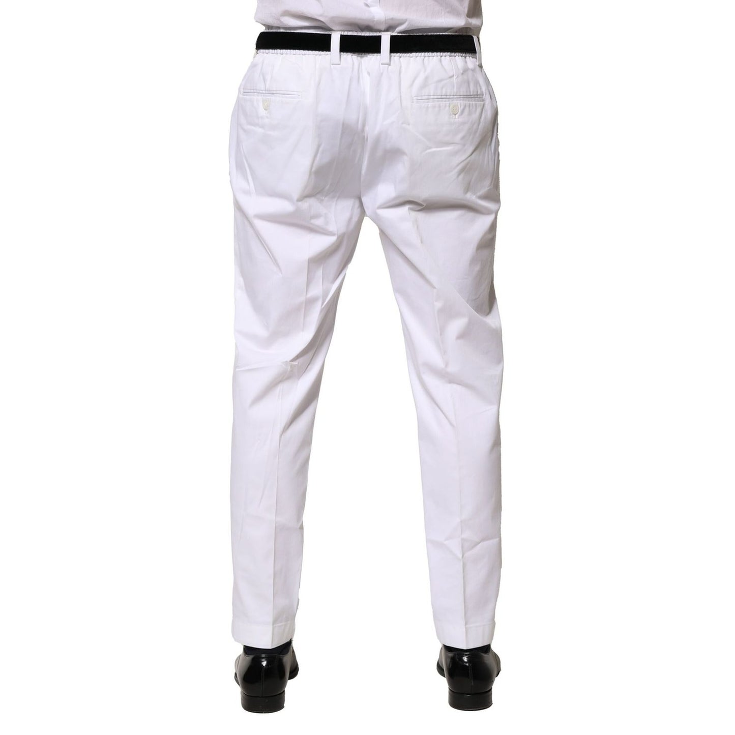 Dolce & Gabbana White Cotton Dress Slim Formal Pants Dolce & Gabbana