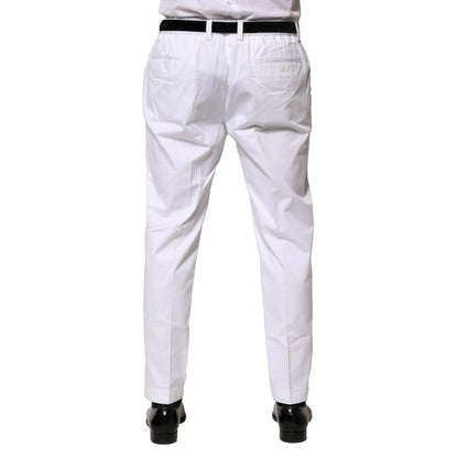 Dolce & Gabbana White Cotton Dress Slim Formal Pants Dolce & Gabbana