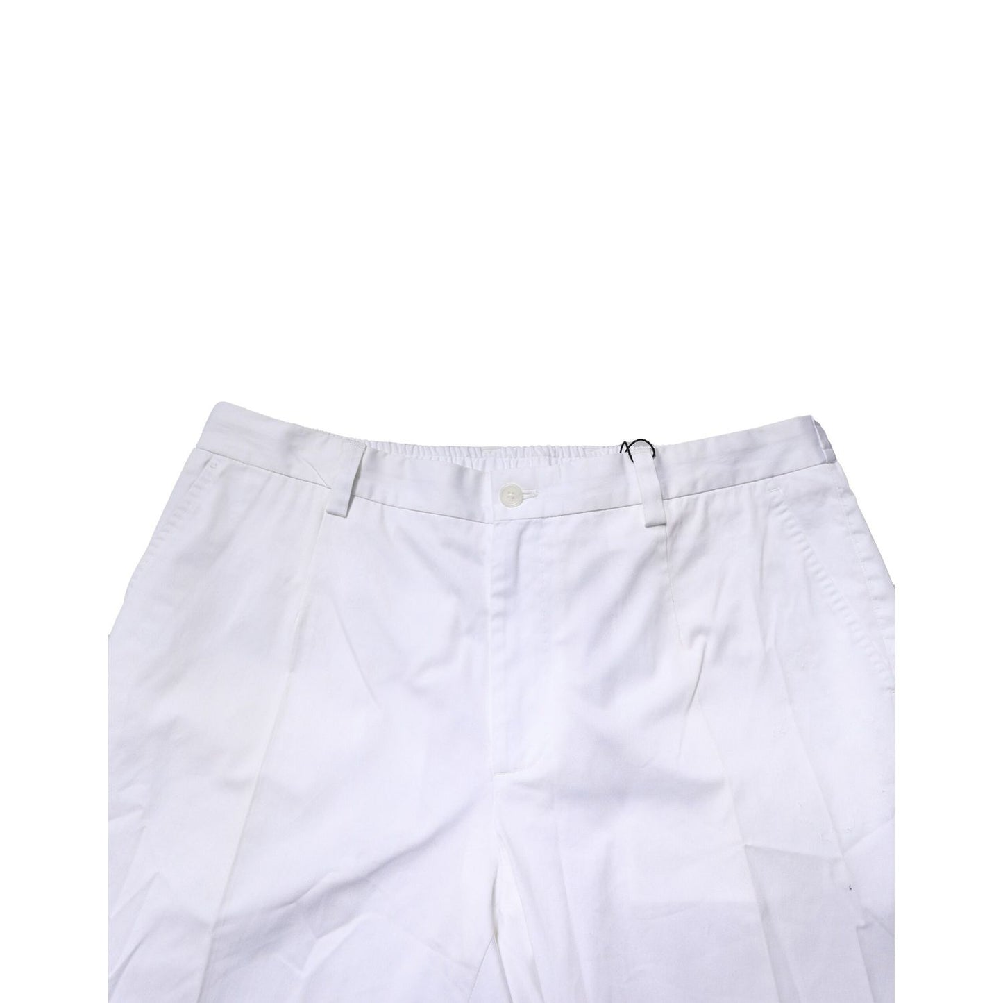 Dolce & Gabbana White Cotton Dress Slim Formal Pants Dolce & Gabbana