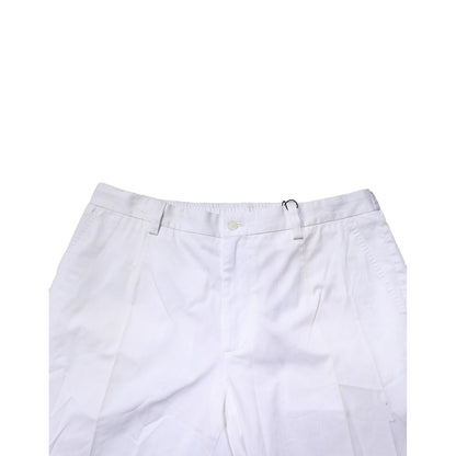 Dolce & Gabbana White Cotton Dress Slim Formal Pants Dolce & Gabbana
