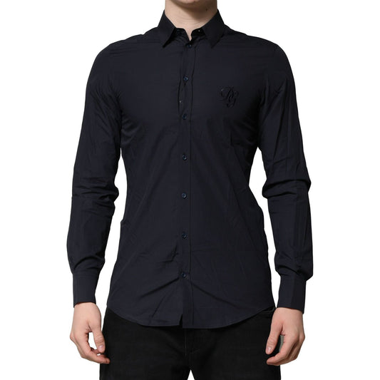Dolce & Gabbana Dark Blue MARTINI Cotton Dress Formal Shirt