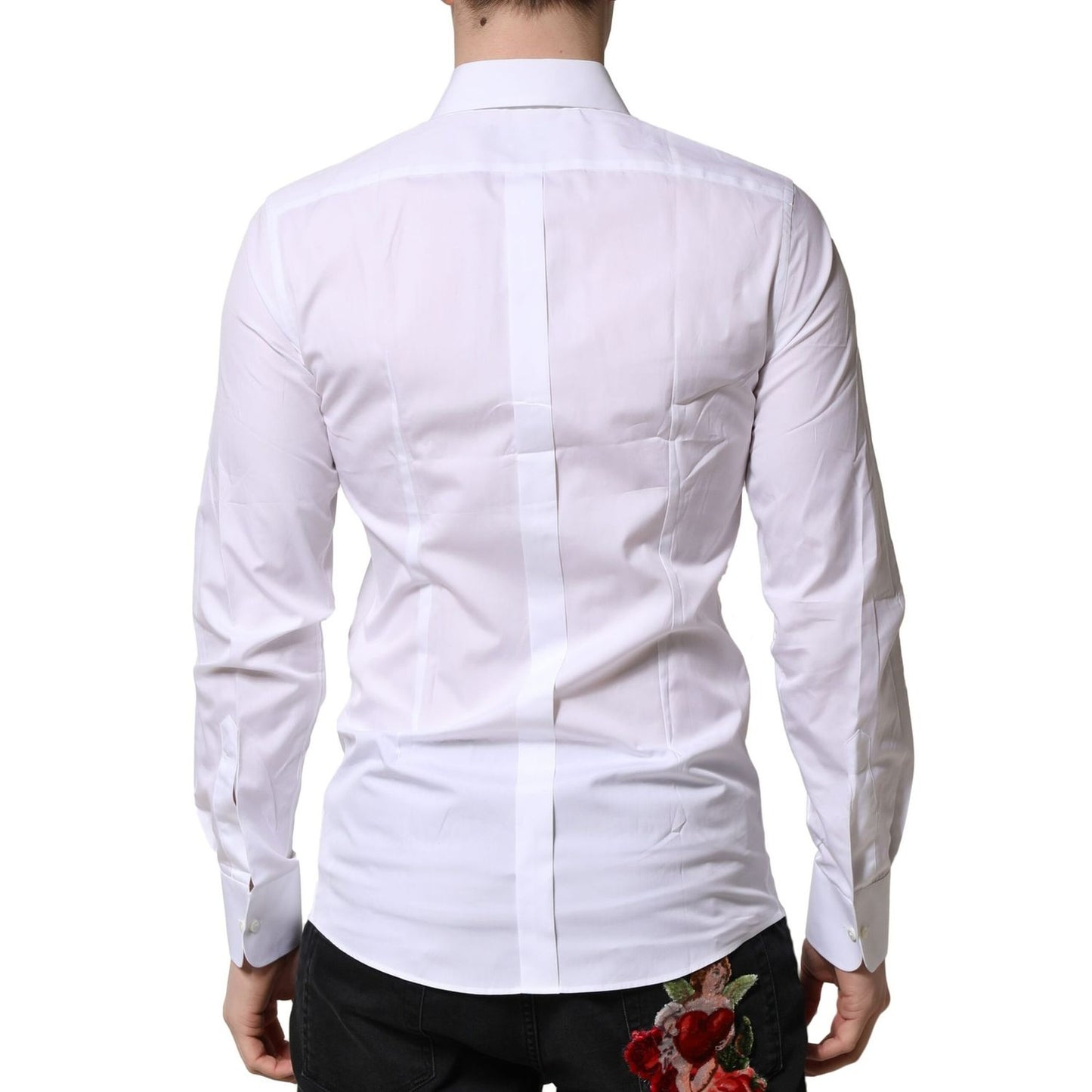 Dolce & Gabbana White GOLD Crown Cotton Dress Formal Shirt Dolce & Gabbana