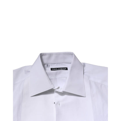 Dolce & Gabbana White GOLD Crown Cotton Dress Formal Shirt Dolce & Gabbana