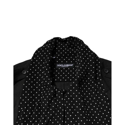 Dolce & Gabbana Black Polka Dot Collar Tie Neck Casual Shirt Dolce & Gabbana