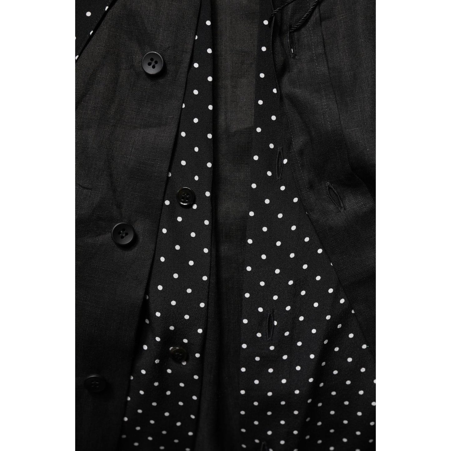 Dolce & Gabbana Black Polka Dot Collar Tie Neck Casual Shirt Dolce & Gabbana