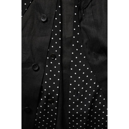 Dolce & Gabbana Black Polka Dot Collar Tie Neck Casual Shirt Dolce & Gabbana