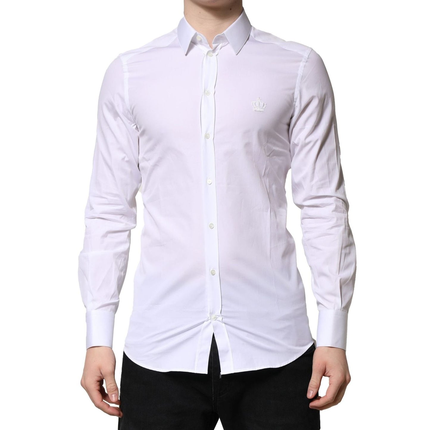 Dolce & Gabbana White GOLD Long Sleeves Men Dress Formal Shirt Dolce & Gabbana