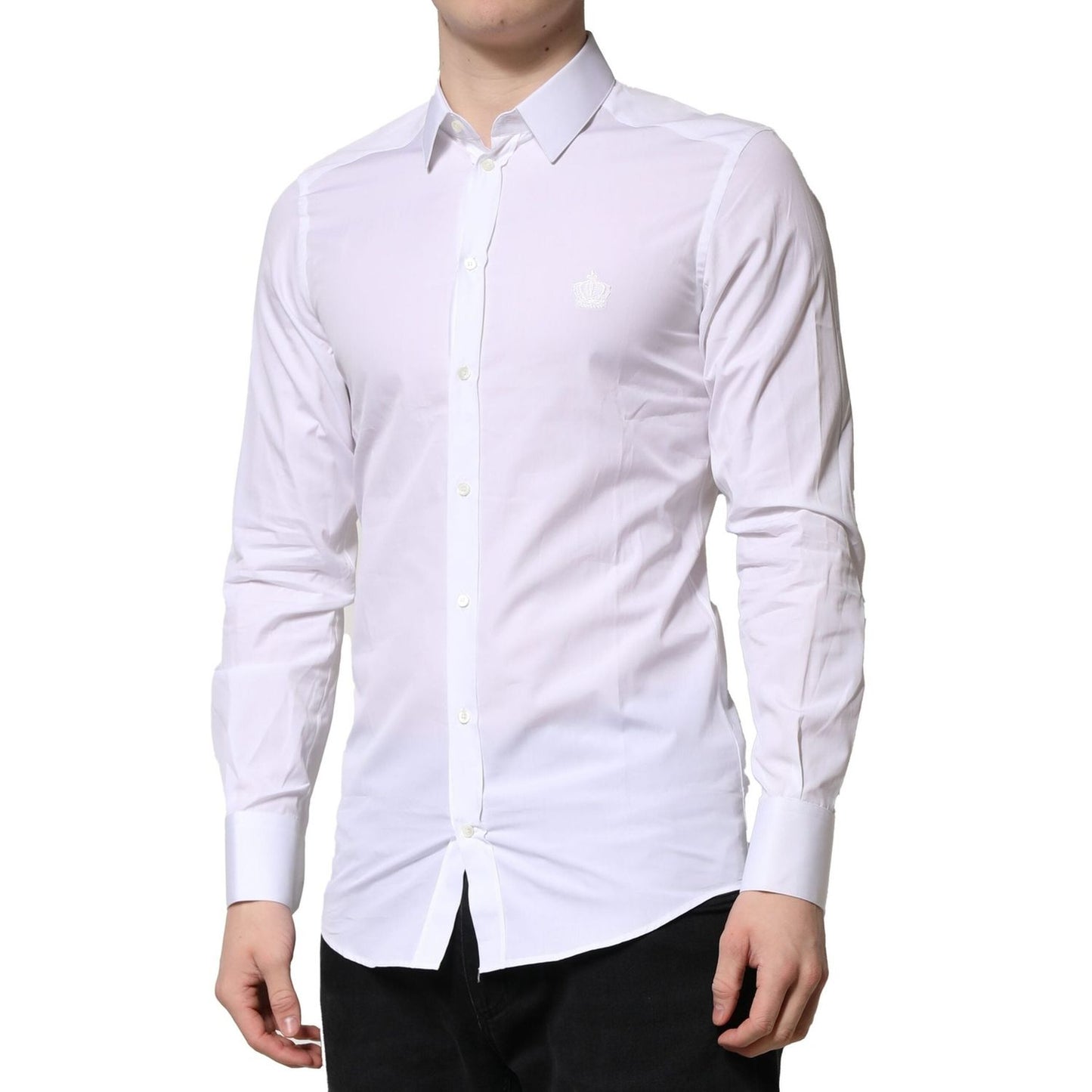 Dolce & Gabbana White GOLD Long Sleeves Men Dress Formal Shirt Dolce & Gabbana