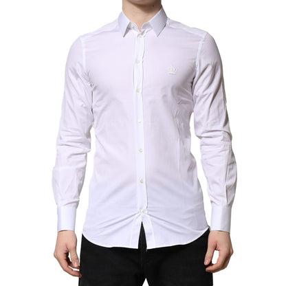 Dolce & Gabbana White GOLD Long Sleeves Men Dress Formal Shirt Dolce & Gabbana