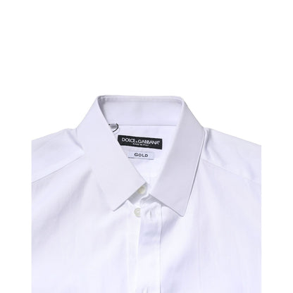 Dolce & Gabbana White GOLD Long Sleeves Men Dress Formal Shirt Dolce & Gabbana