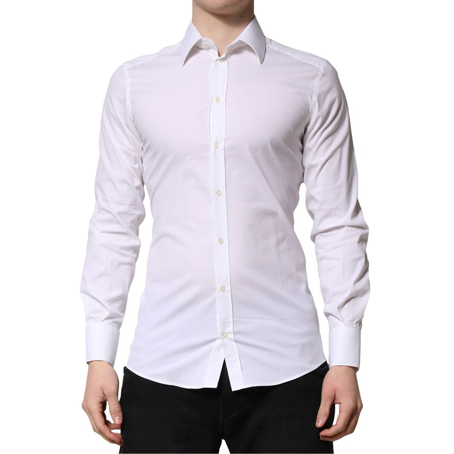Dolce & Gabbana White GOLD Long Sleeves Men Dress Formal Shirt Dolce & Gabbana