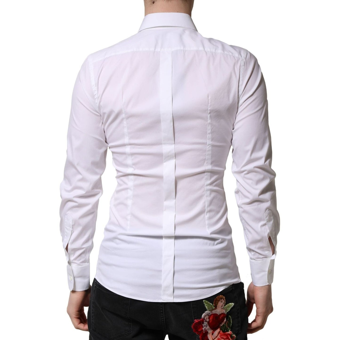 Dolce & Gabbana White GOLD Long Sleeves Men Dress Formal Shirt Dolce & Gabbana