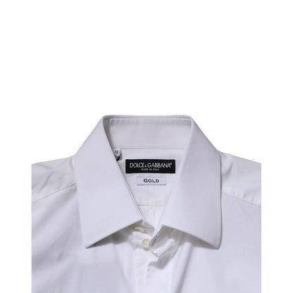 Dolce & Gabbana White GOLD Long Sleeves Men Dress Formal Shirt Dolce & Gabbana