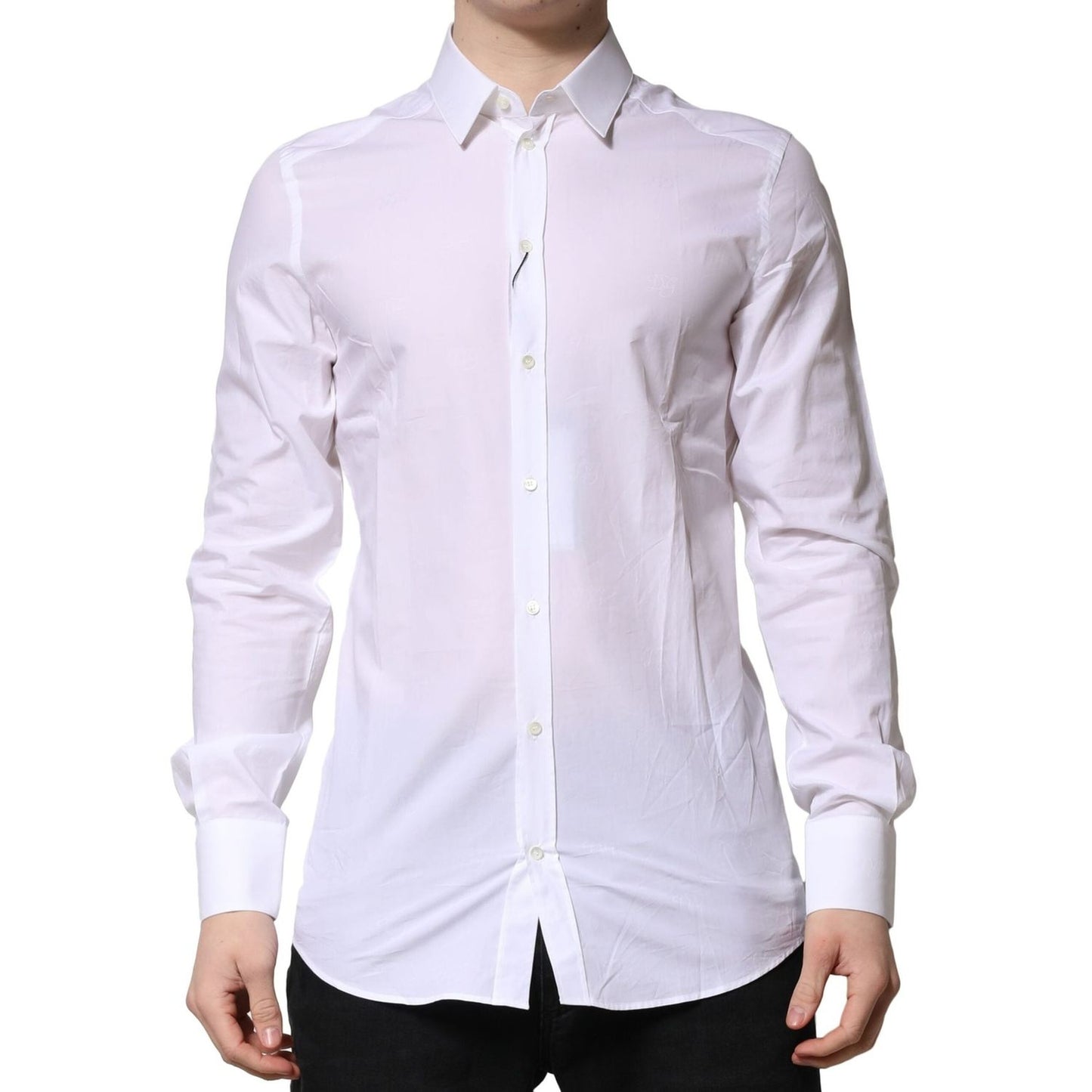Dolce & Gabbana White GOLD Long Sleeves Dress Formal Shirt Dolce & Gabbana