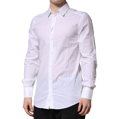 Dolce & Gabbana White GOLD Long Sleeves Dress Formal Shirt Dolce & Gabbana