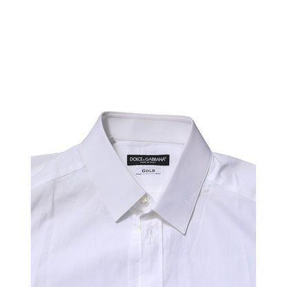 Dolce & Gabbana White GOLD Long Sleeves Dress Formal Shirt Dolce & Gabbana