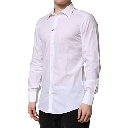 Dolce & Gabbana White Cotton Long Sleeves GOLD Formal Shirt Dolce & Gabbana