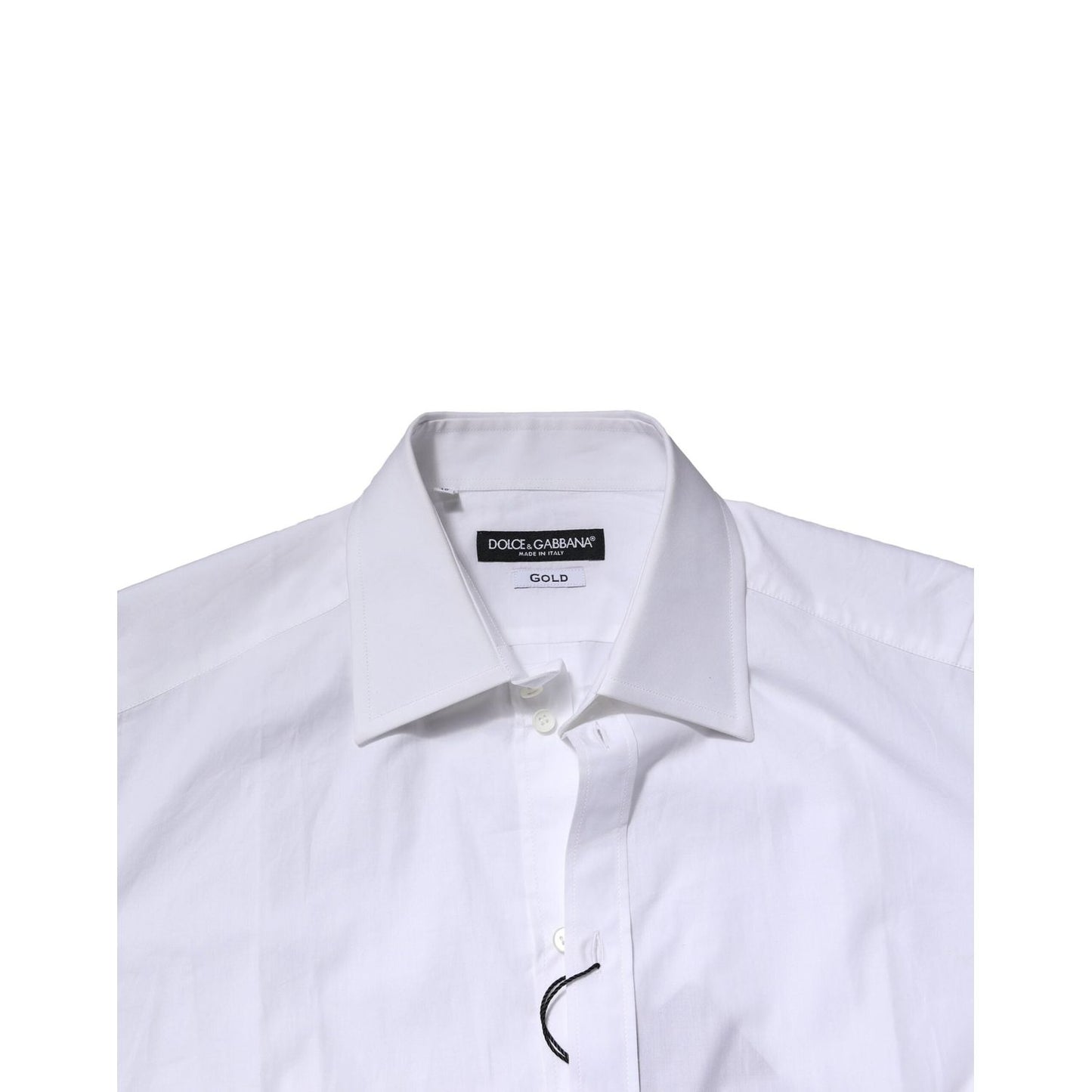 Dolce & Gabbana White Cotton Long Sleeves GOLD Formal Shirt Dolce & Gabbana