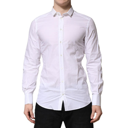 Dolce & Gabbana White Cotton GOLD Long Sleeves Formal Shirt Dolce & Gabbana