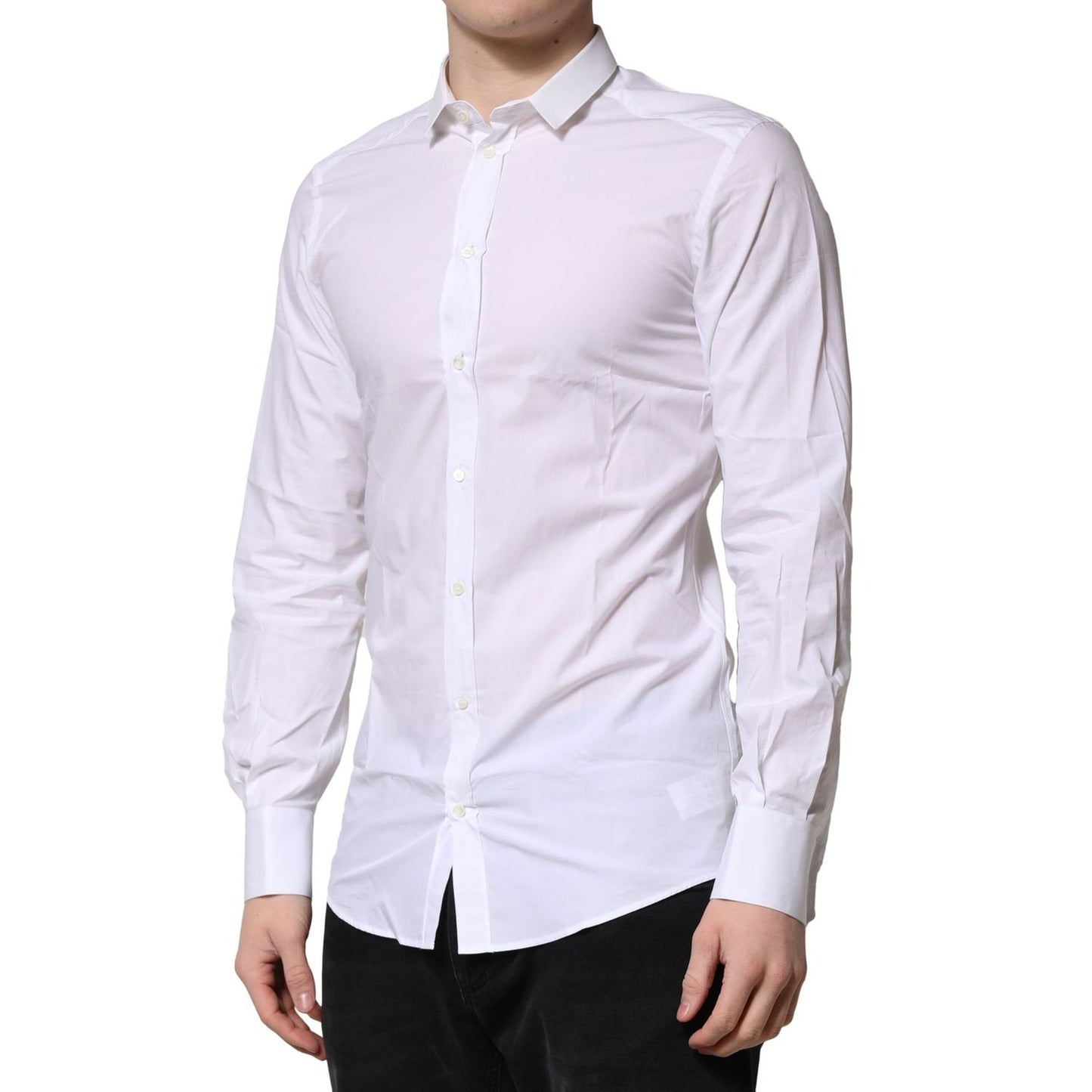 Dolce & Gabbana White Cotton GOLD Long Sleeves Formal Shirt Dolce & Gabbana