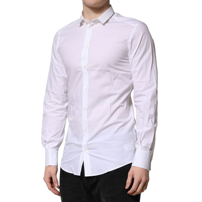 Dolce & Gabbana White Cotton GOLD Long Sleeves Formal Shirt Dolce & Gabbana