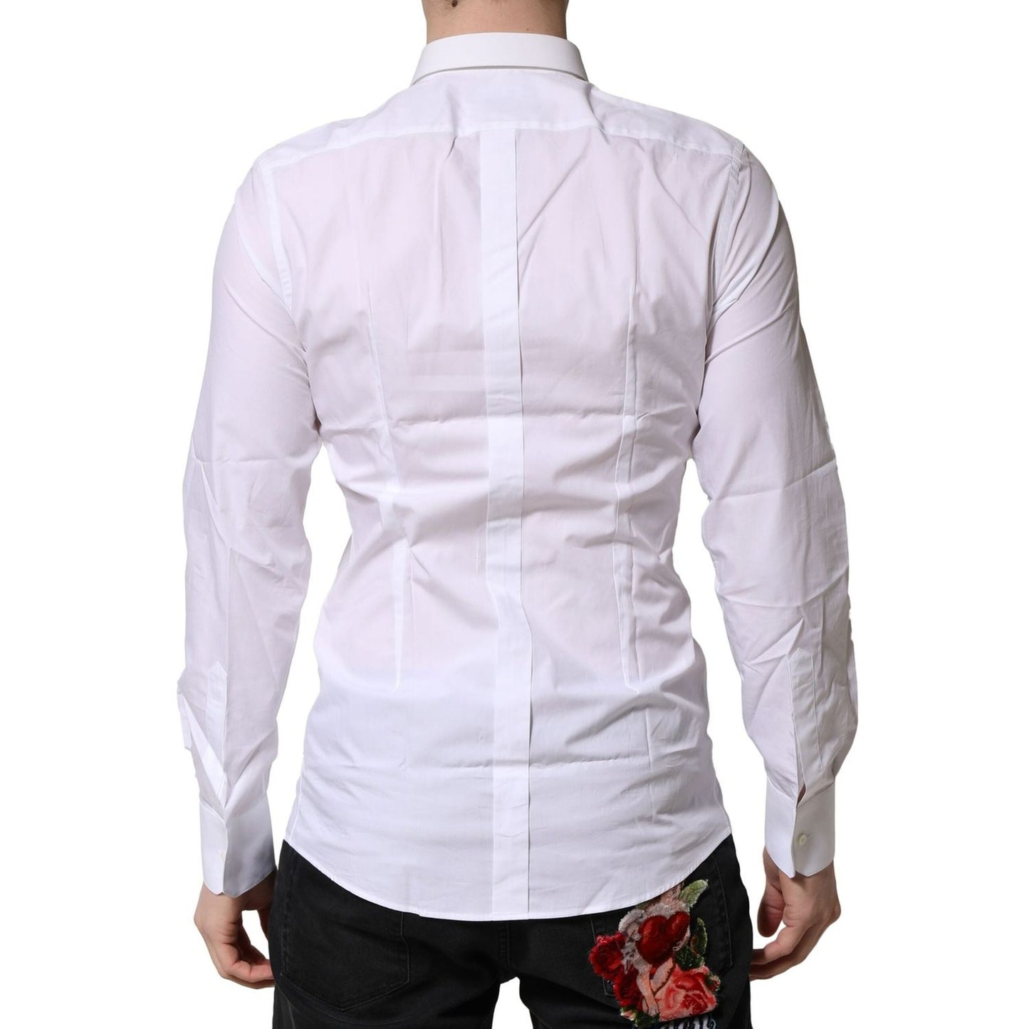 Dolce & Gabbana White Cotton GOLD Long Sleeves Formal Shirt Dolce & Gabbana