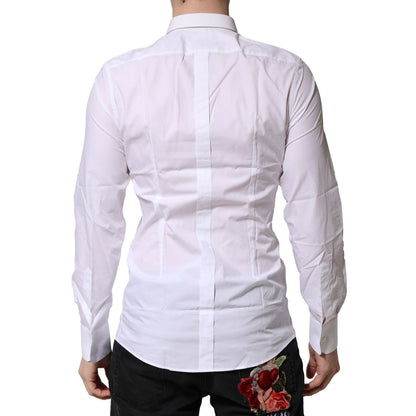 Dolce & Gabbana White Cotton GOLD Long Sleeves Formal Shirt Dolce & Gabbana