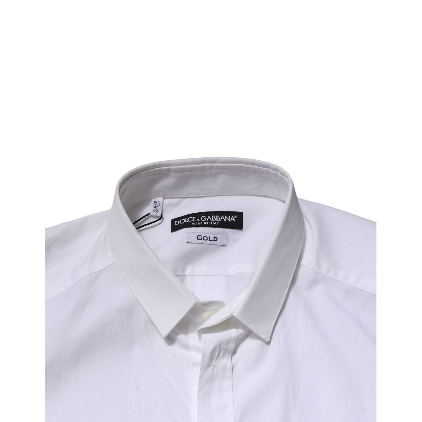 Dolce & Gabbana White Cotton GOLD Long Sleeves Formal Shirt Dolce & Gabbana