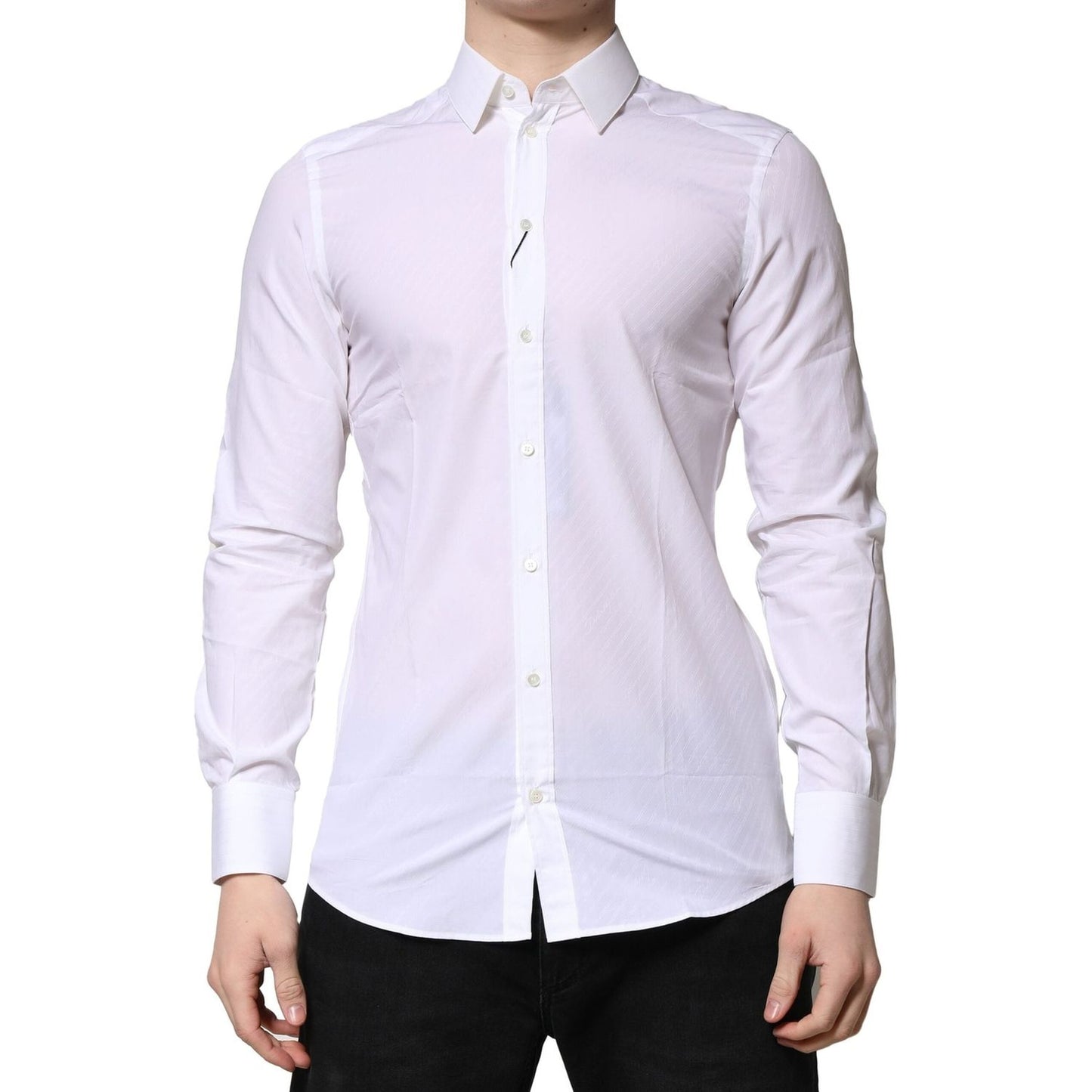 Dolce & Gabbana White MARTINI Long Sleeves Dress Formal Shirt Dolce & Gabbana